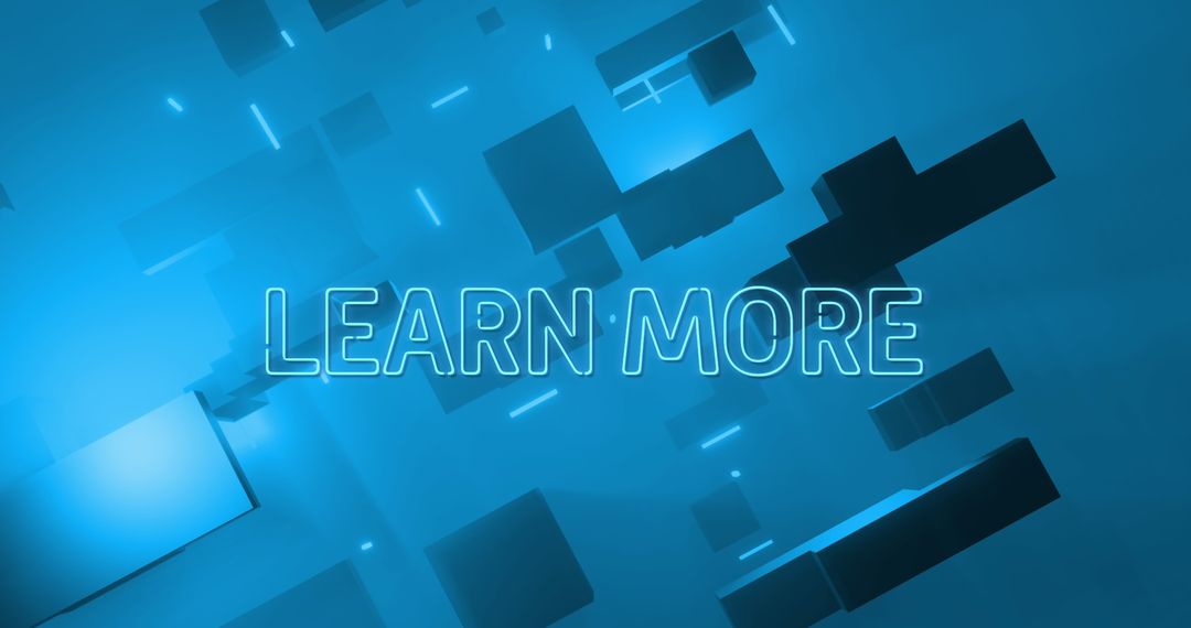 Learn More Text on Futuristic Blue Background
