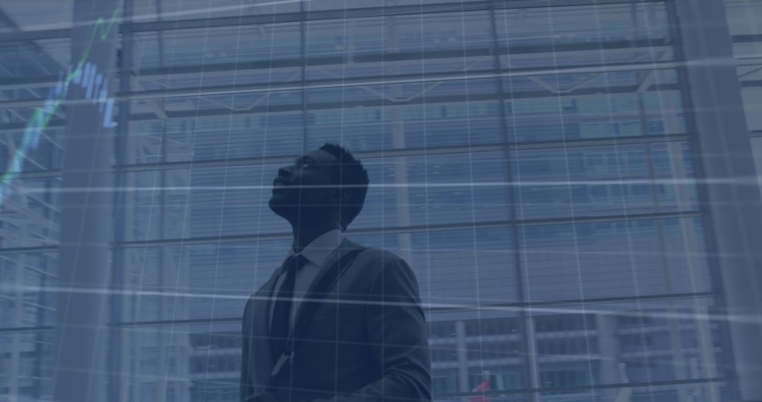 Visionary Businessman Walking Through Digital Data Interface