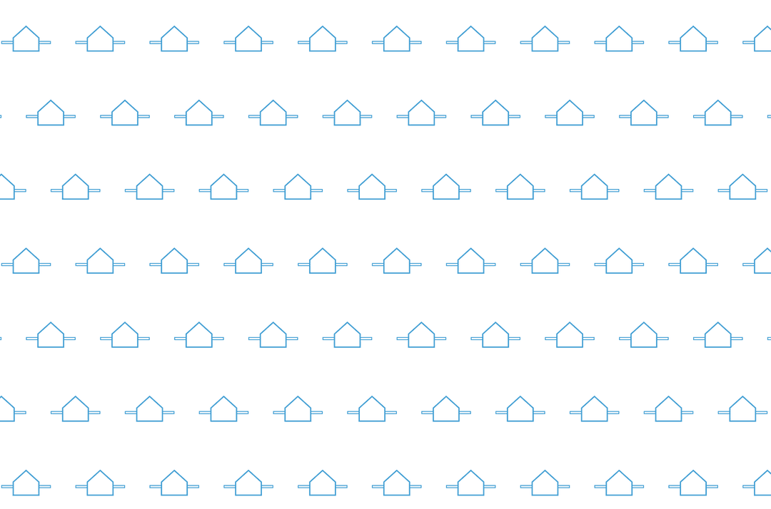 Seamless Blue Outline Building Pattern on Transparent Background