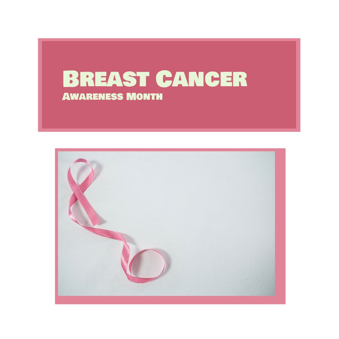 Breast Cancer Awareness Month Message with Pink Ribbon on White Background - Download Free Stock Templates Pikwizard.com