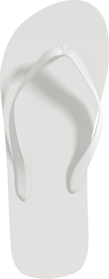 White Flip Flop Top View on Transparent Background for Summer Fashion