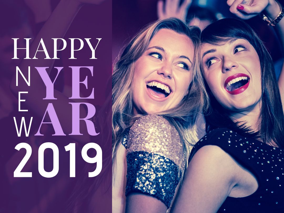 Joyful Women Celebrating New Year's Eve 2019
