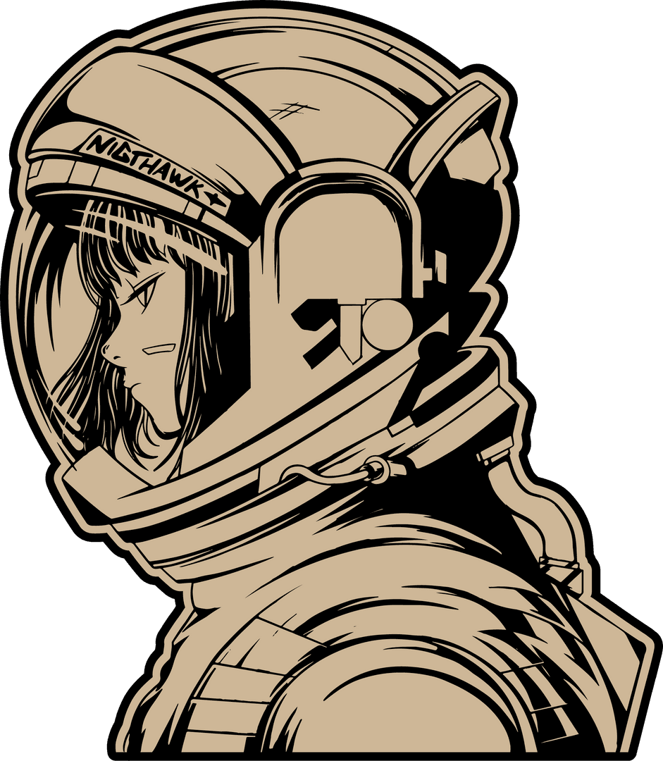 Stylized Astronaut Illustration with Helmet on Transparent Background