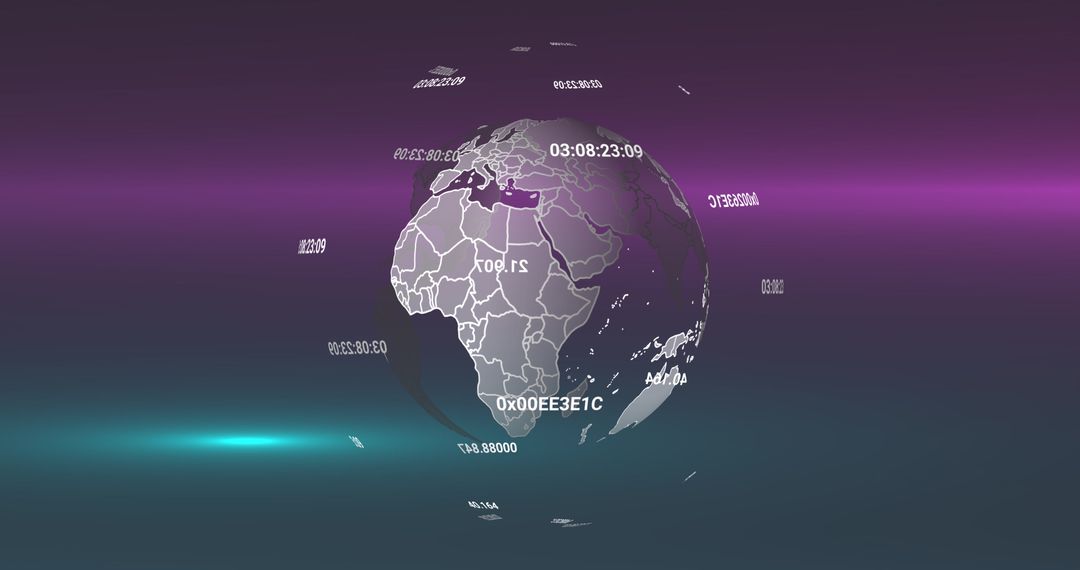 Digital World Globe with Data Processing Over Virtual Light Trails