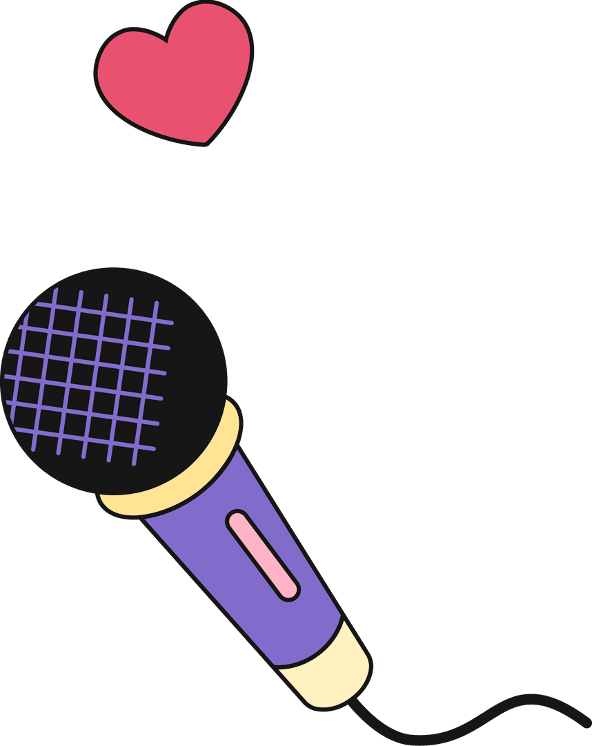 Transparent Microphone and Heart Illustrating Love for Music