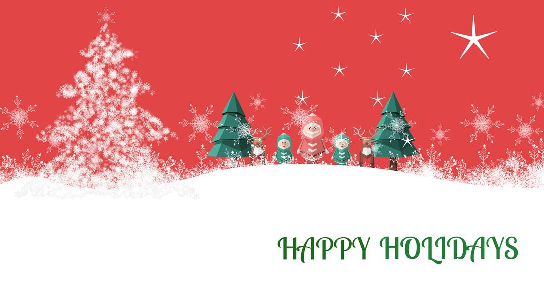 Whimsical Christmas Snowscape with Festive Characters