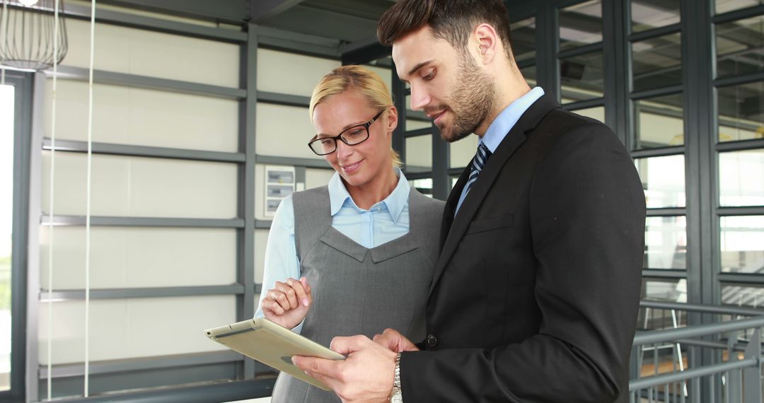 Professional Business Teamwork Using Digital Tablet