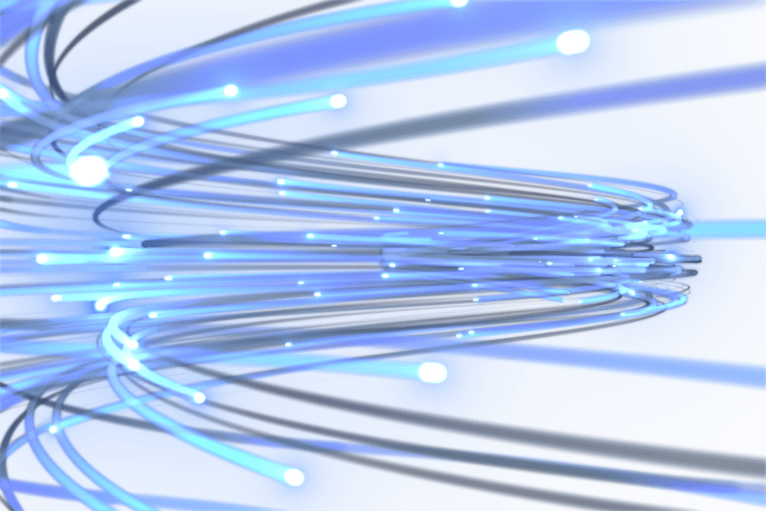 Transparent Blue Fiber Optics with Flowing Light Beams