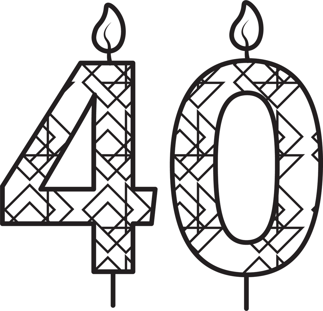 Black 40 Birthday Candle Illustration on Transparent Background with Pattern - Download Free Stock Images Pikwizard.com