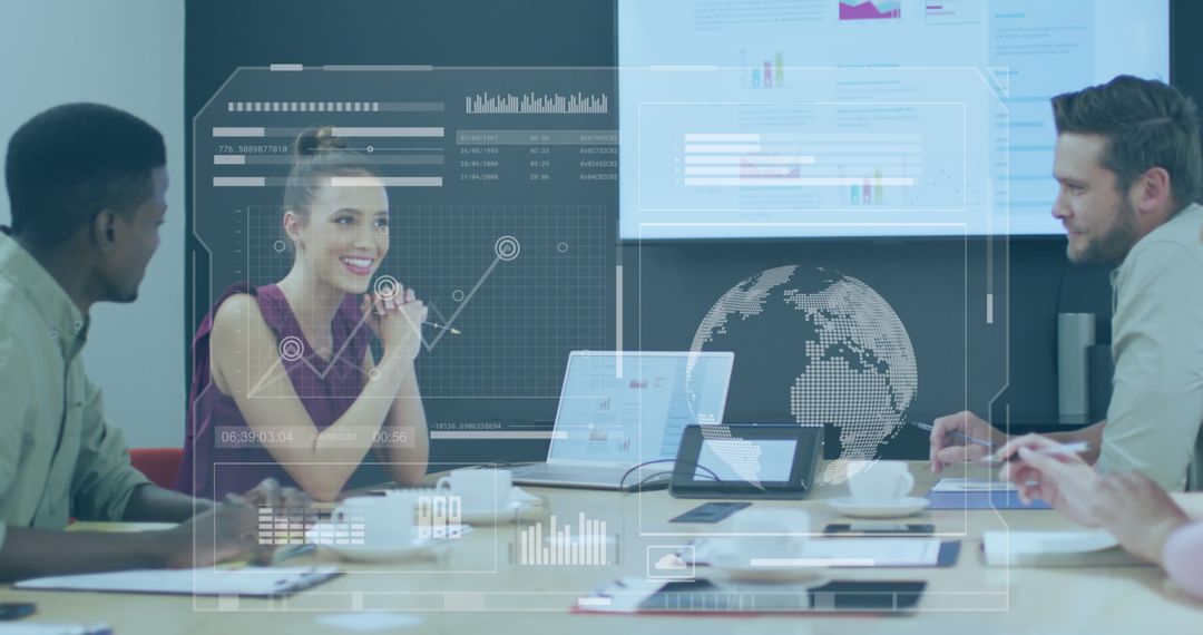 Diverse Colleagues Discussing Business Metrics in Modern Office