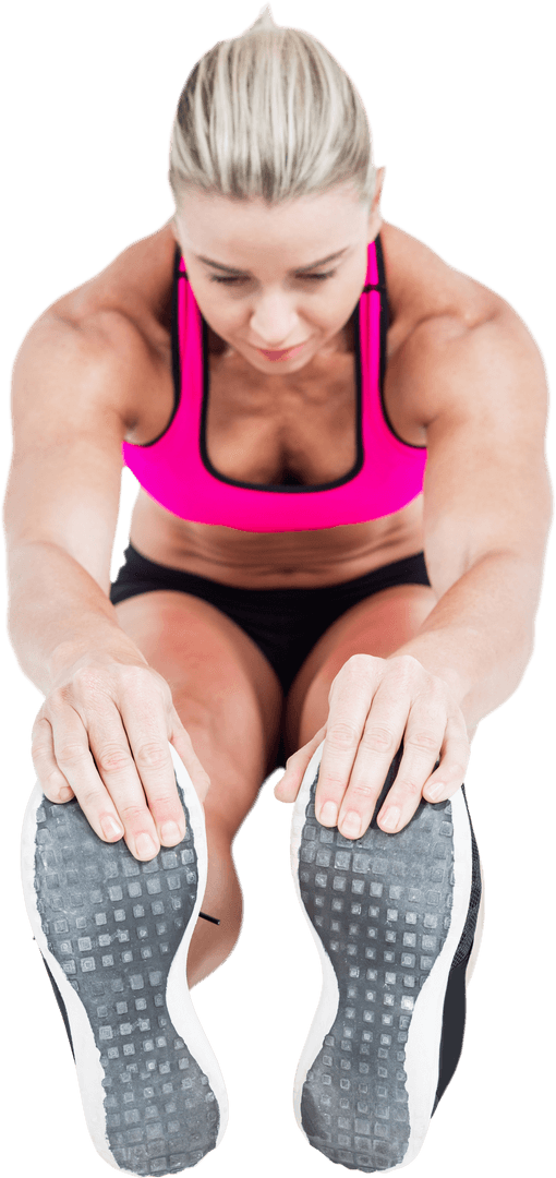 Athletic Woman Stretching Sillhouette on Transparent Background