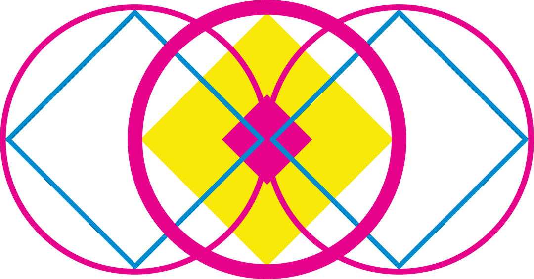 Colorful Geometric Shapes on Transparent Background Modern Art