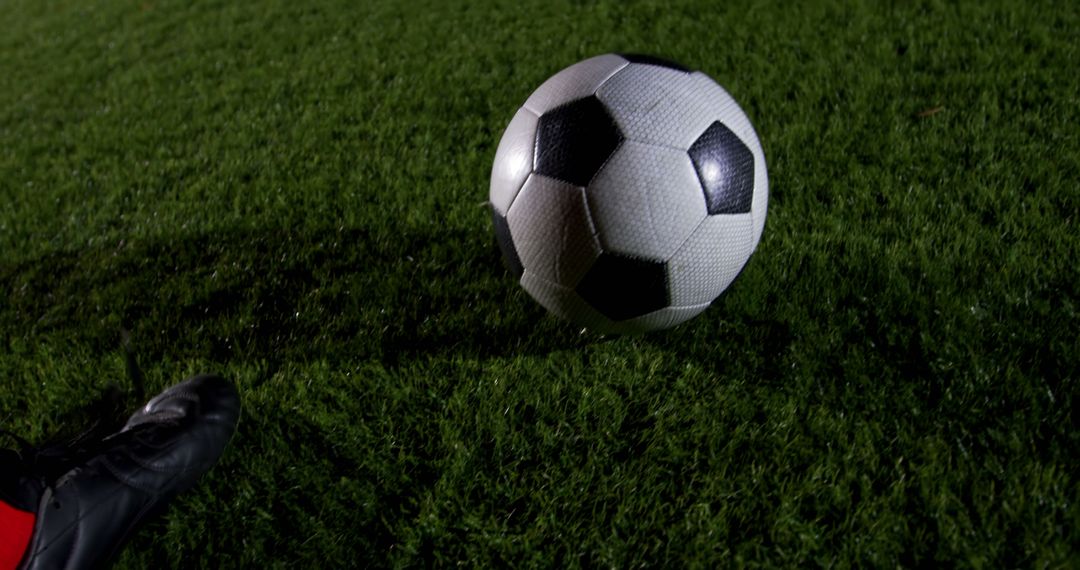 Soccer Ball on Grass Field during Night Game - Free Images, Stock Photos and Pictures on Pikwizard.com