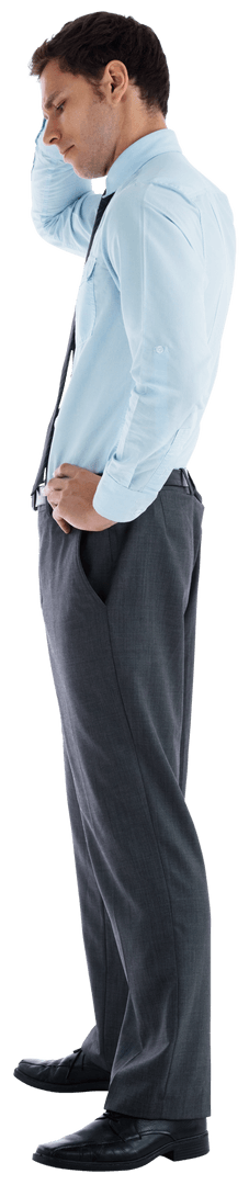 Transparent Image of Thoughtful Businessman Pondering Decision