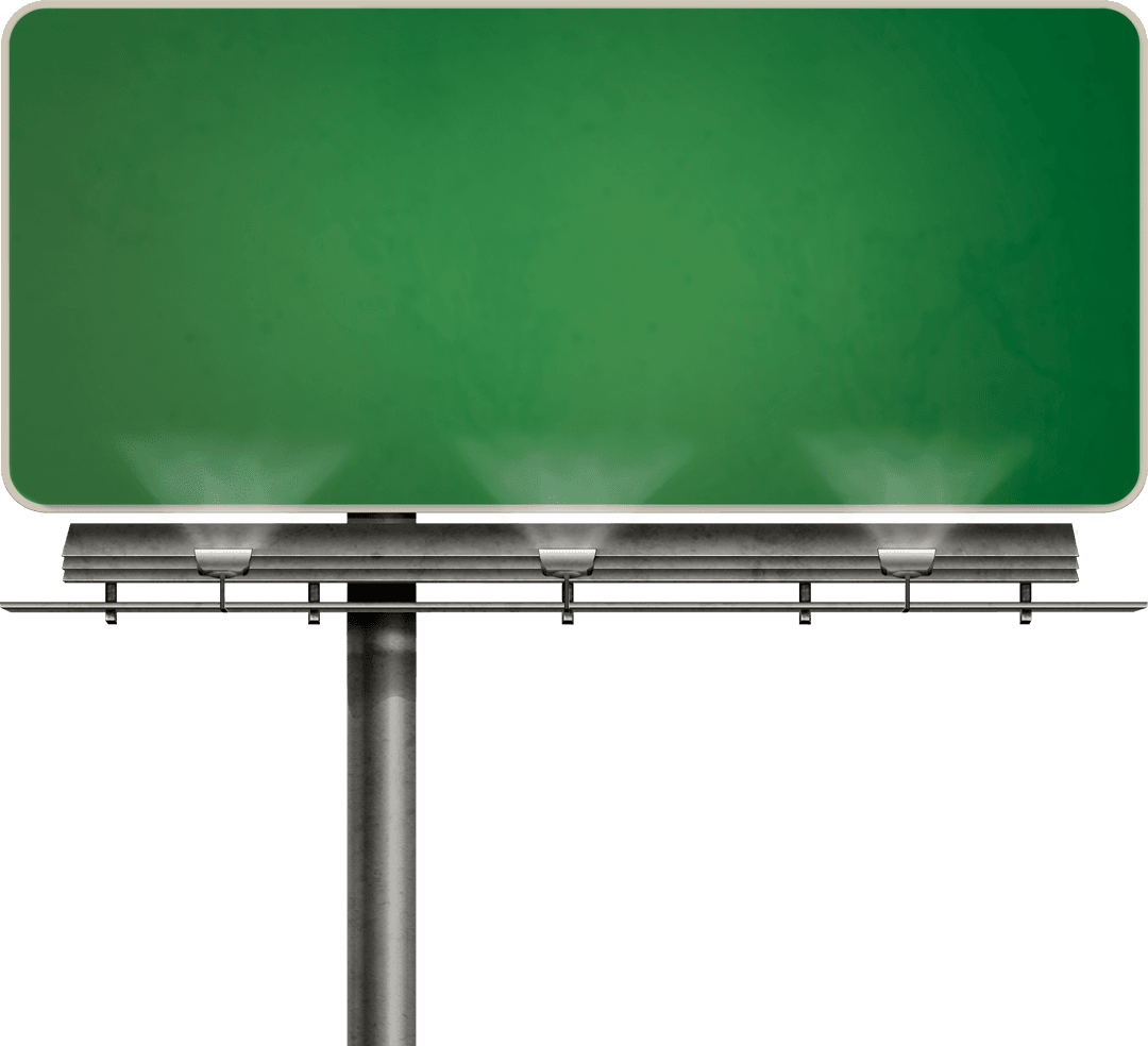 Green Billboard with Copy Space on Transparent Background