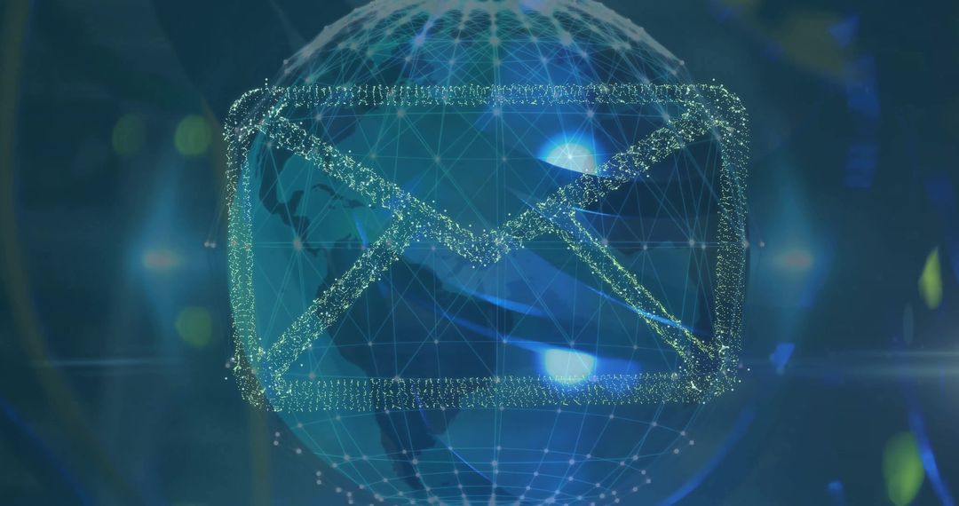 Digital Email Icon Superimposed on Globe with Data Networks