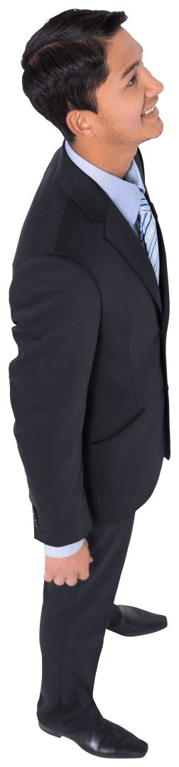 Transparent Image of Smiling Biracial Businessman in Formal Suit