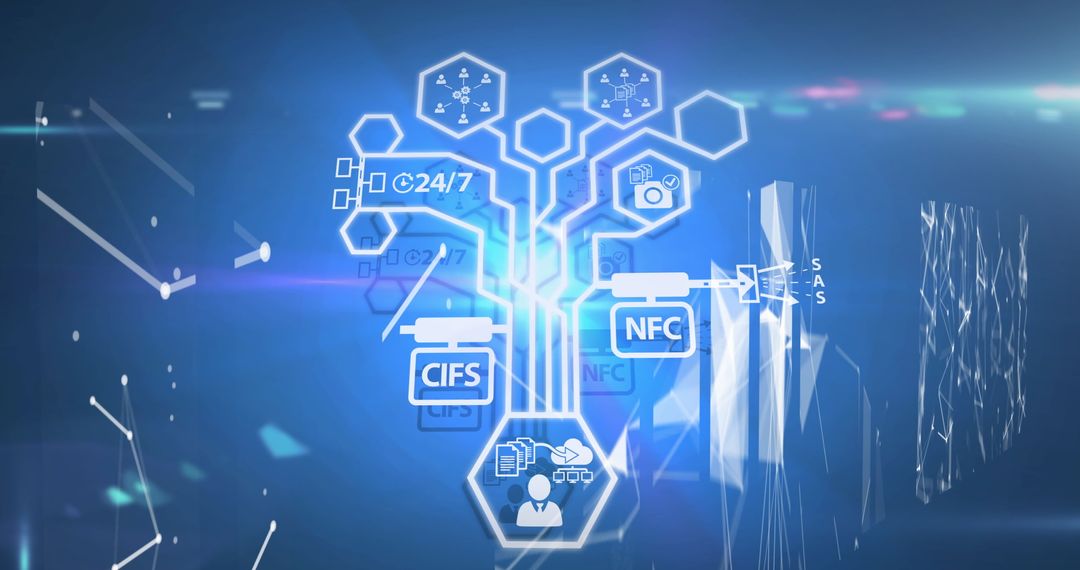 Digital Network Interface with Future Technology Icons