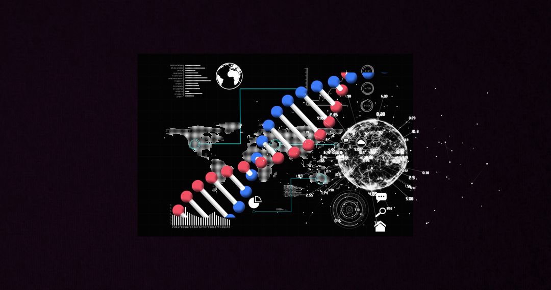 Futuristic DNA Structure with Global Data Interface