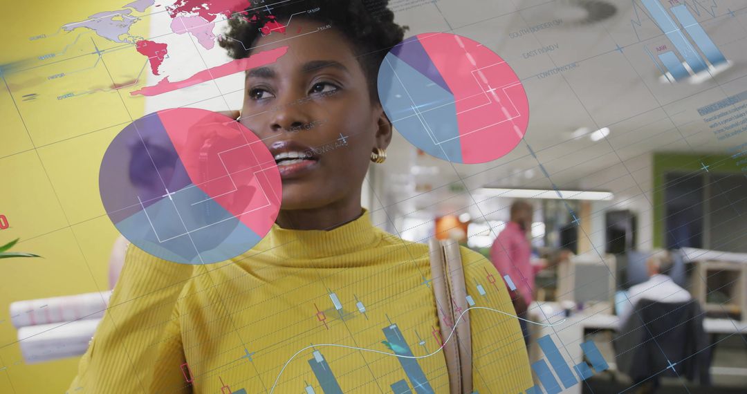 Confident Businesswoman Analyzing Financial Charts and Data