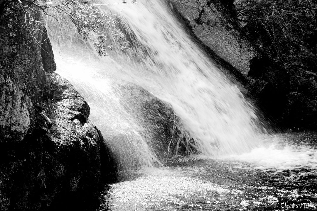 Black and White Waterfall Flow over Rocks - Free Images, Stock Photos and Pictures on Pikwizard.com