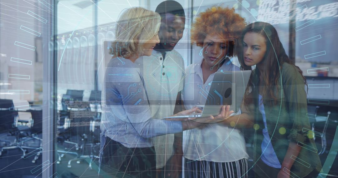 Diverse Team Discussing Digital Interface Concepts in Office