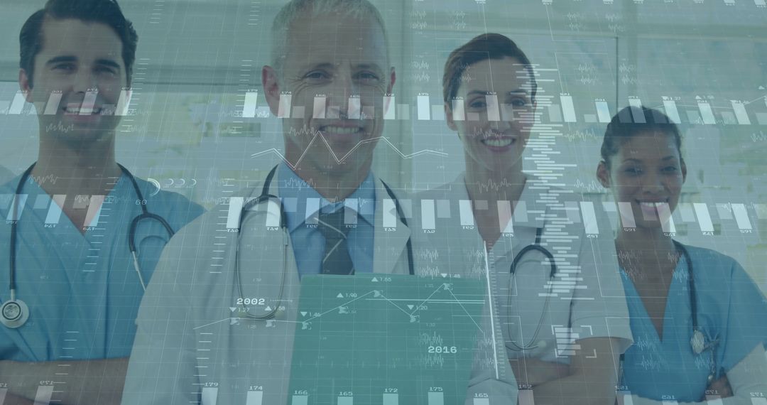 Medical Team with Digital Healthcare Analytics Interface