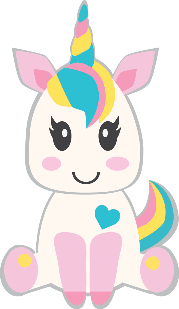 Colorful Unicorn Illustration on Transparent Background