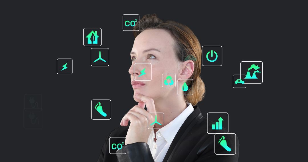 Woman with Digital Interface Icon Trend