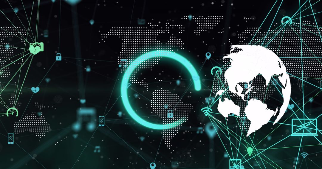 Digital Network Connections with Global Map Overlay