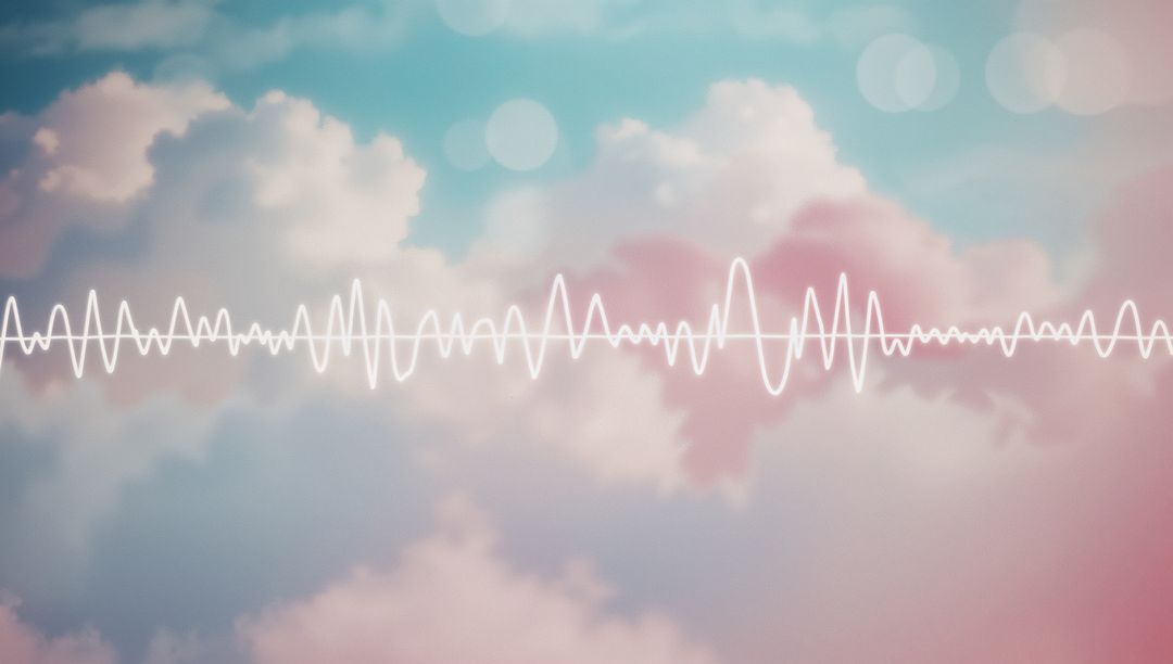 Ethereal Waveform Floating Across Dreamlike Pastel Sky