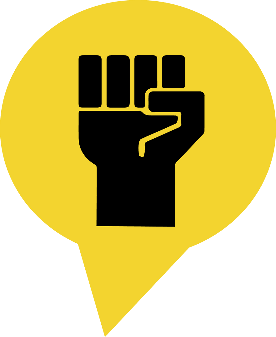 Black Clenched Fist Symbol in Yellow Map Marker Transparent Graphic