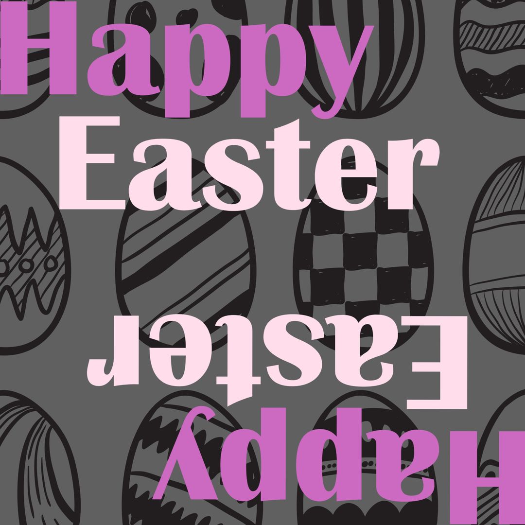 Festive Easter Eggs with Bold 'Happy Easter' Text Design