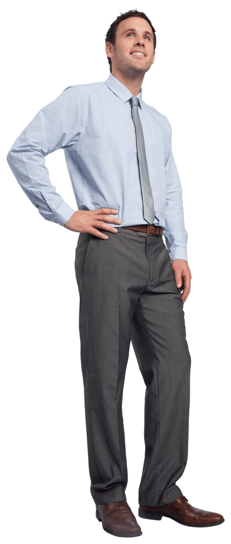 Transparent Smiling Businessman Posing with Confidence