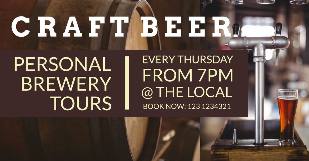 Craft Beer Brewery Tour Advertising with Rustic Bar Elements