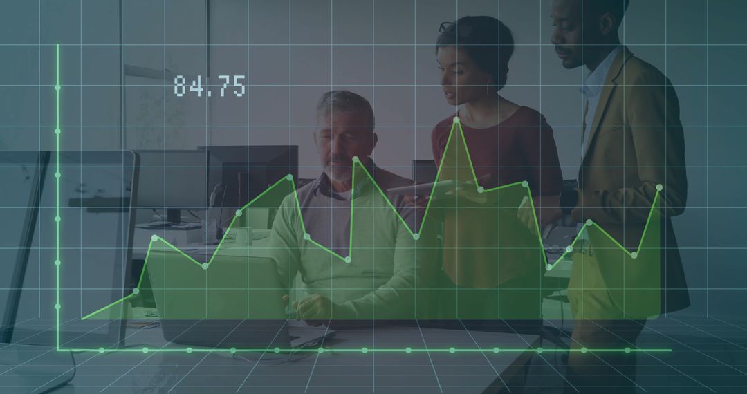 Diverse Business Team Analyzing Financial Data Charts Together