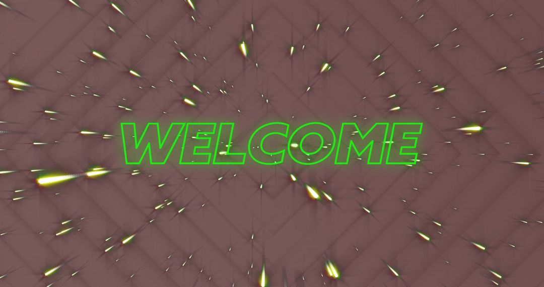 Neon Welcome Text with Dynamic Light Trails on Dark Background