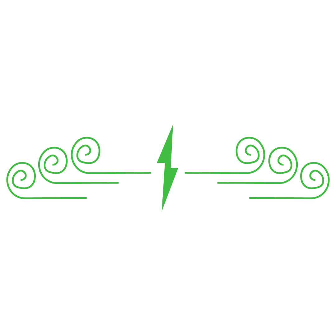 Green Abstract Lightning Element on Transparent Background