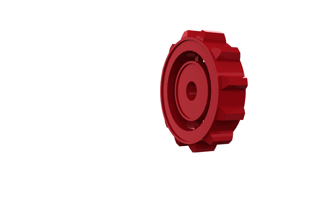 Transparent Background of Red 3D Gear Cog