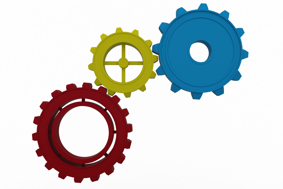 Colorful Cogs Representation on Transparent Background