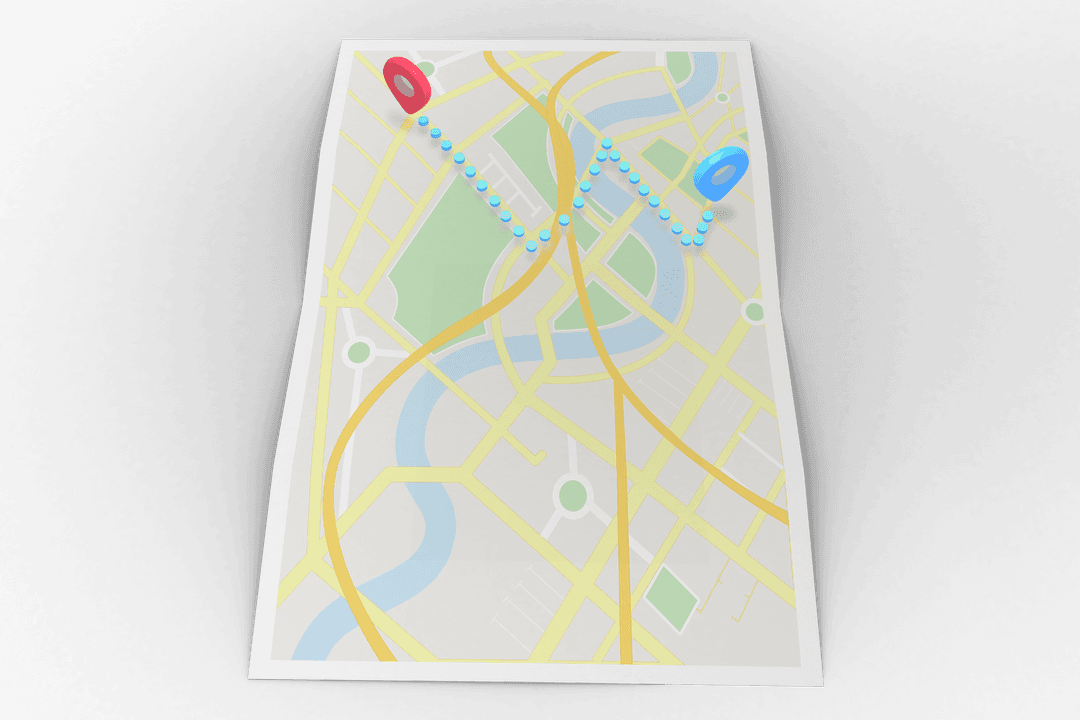 Abstract Transparent Map with Red and Blue Pointers
