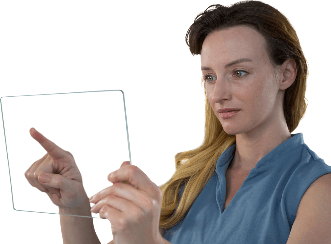 Business Expert Using Transparent Glass Digital Tablet Interface