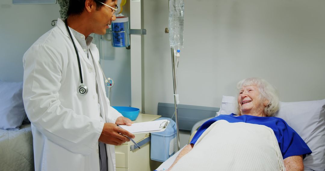 Doctor Caring for Elderly Patient in Hospital - Free Images, Stock Photos and Pictures on Pikwizard.com