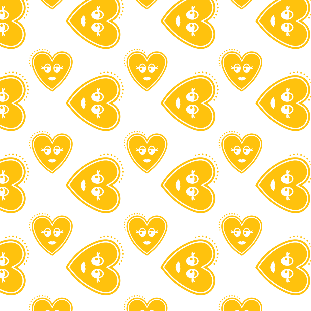 Playful Yellow Heart Illustrations on Transparent Background