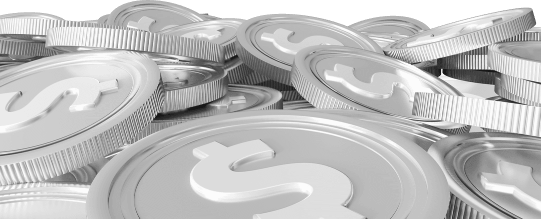 Digital Illustration of Dollar Coins on Transparent Background