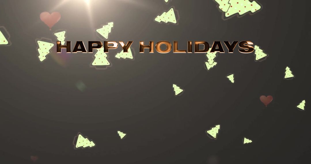 Festive Happy Holidays Greeting with Falling Christmas Trees