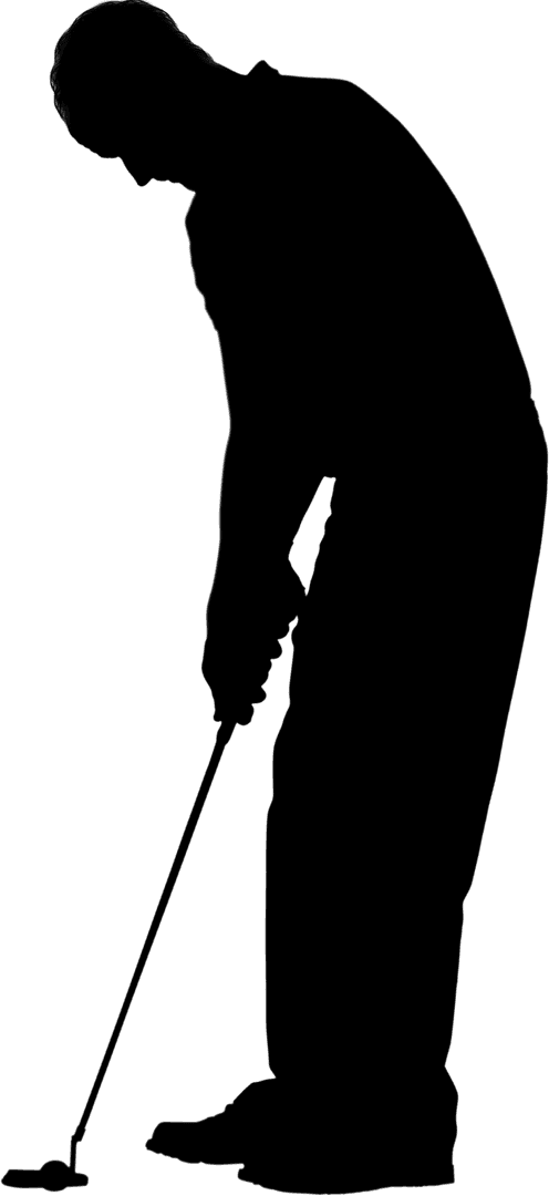 Silhouette of Golfer Swinging Golf Club on Transparent Background
