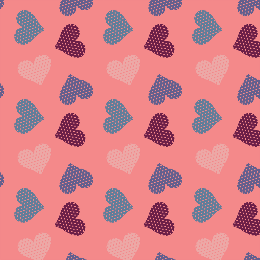 Opaque and Transparent Hearts Pattern on Pink Digital PNG Background