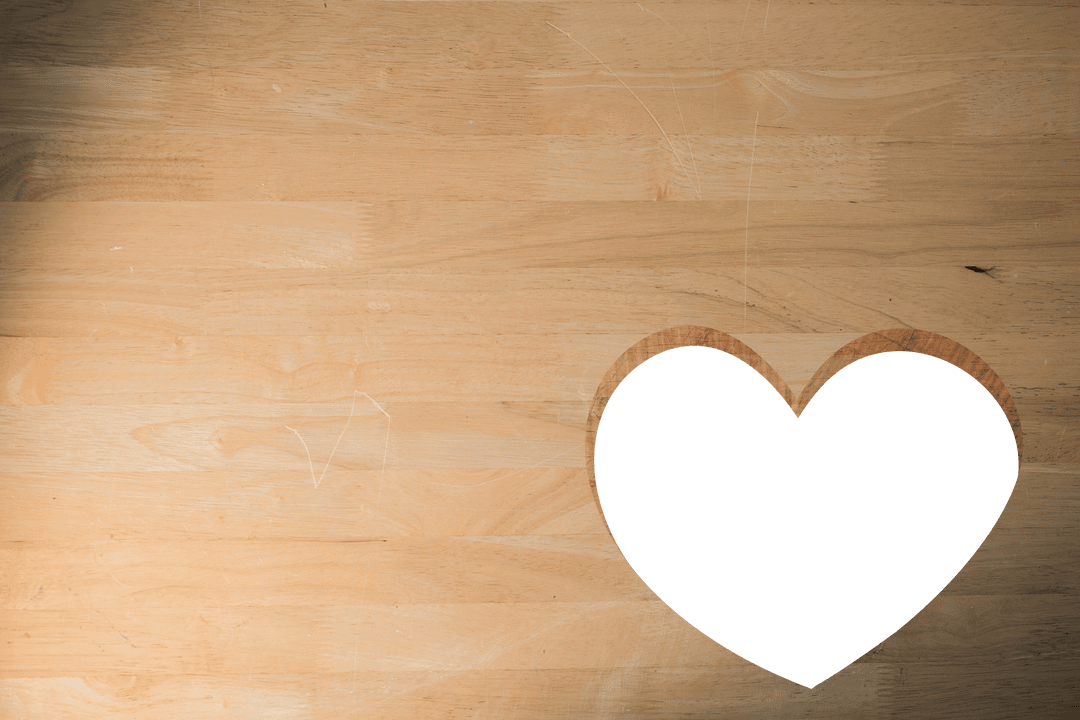 Transparent Wooden Texture with Heart Design Isolated Background