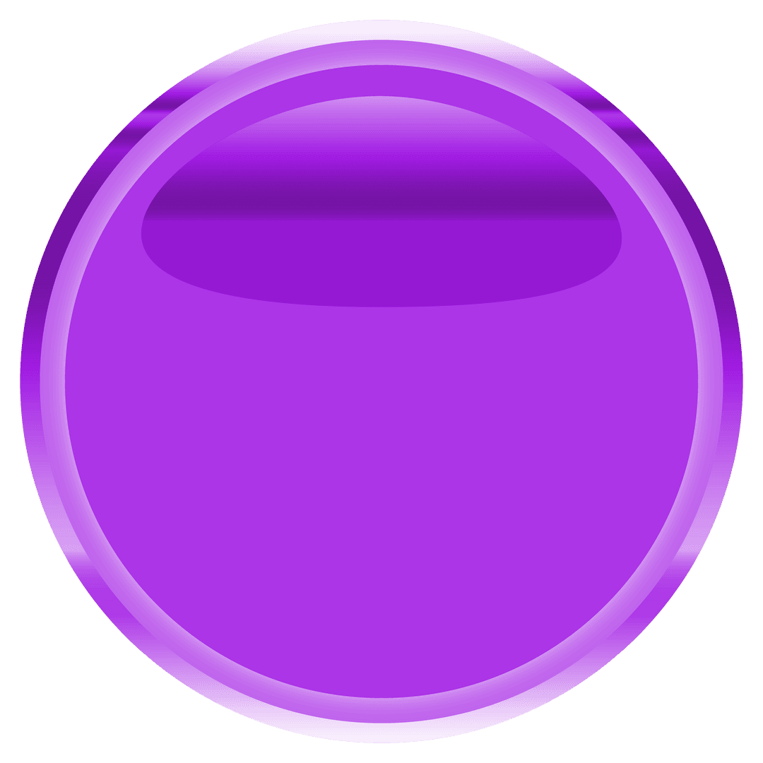Illustration of Round Purple Button on Transparent Background